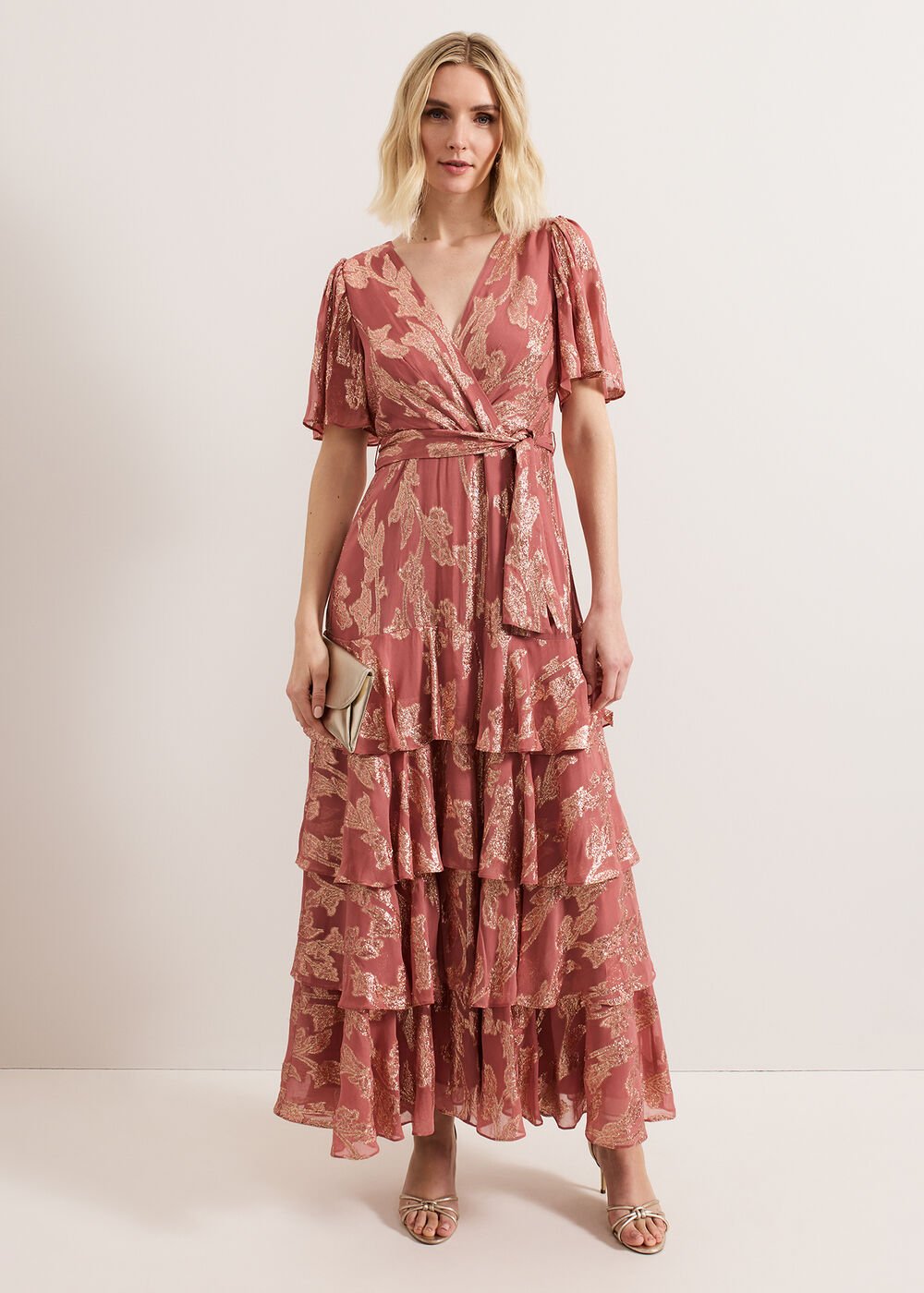 Elanie Shimmer Dress Pale Pink