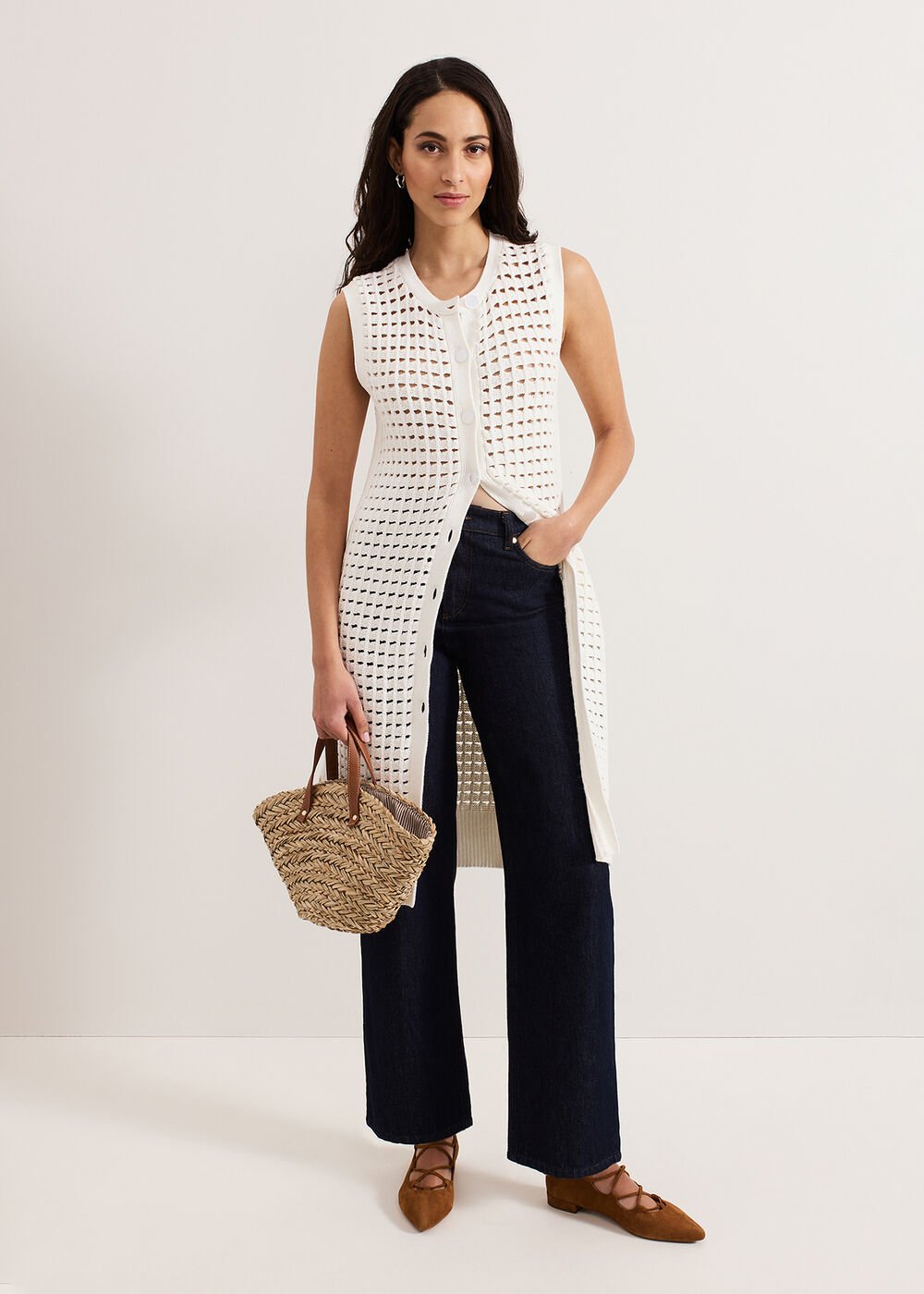 Polly Crochet Cardi Ivory