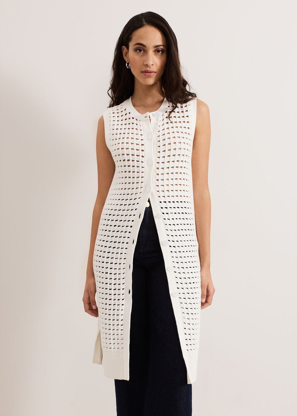 Polly Crochet Cardi Ivory