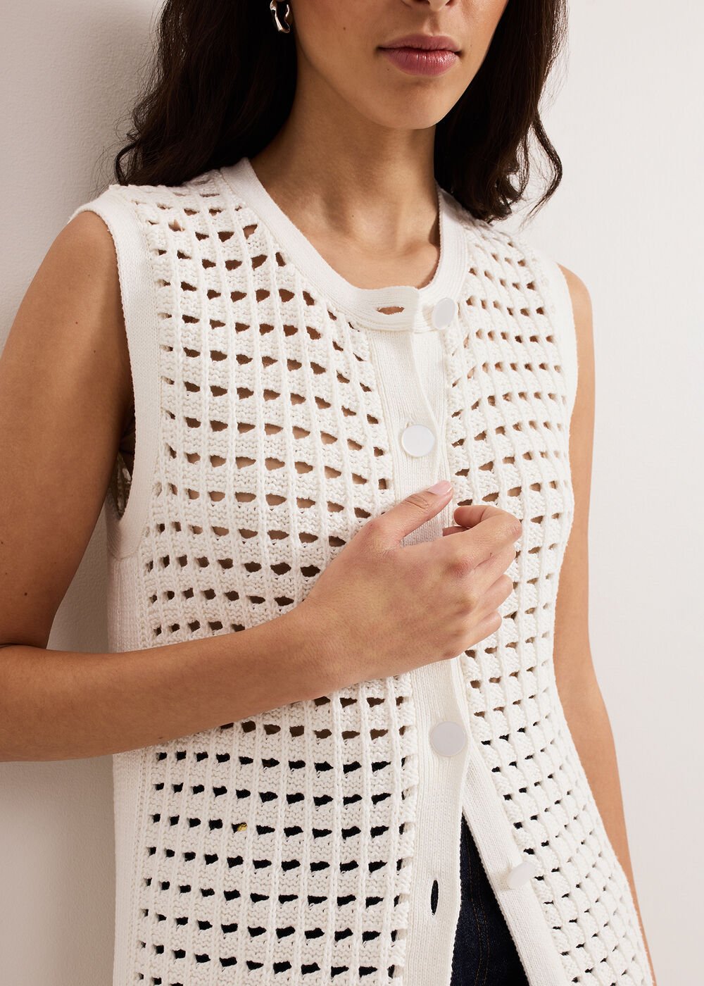 Polly Crochet Cardi Ivory