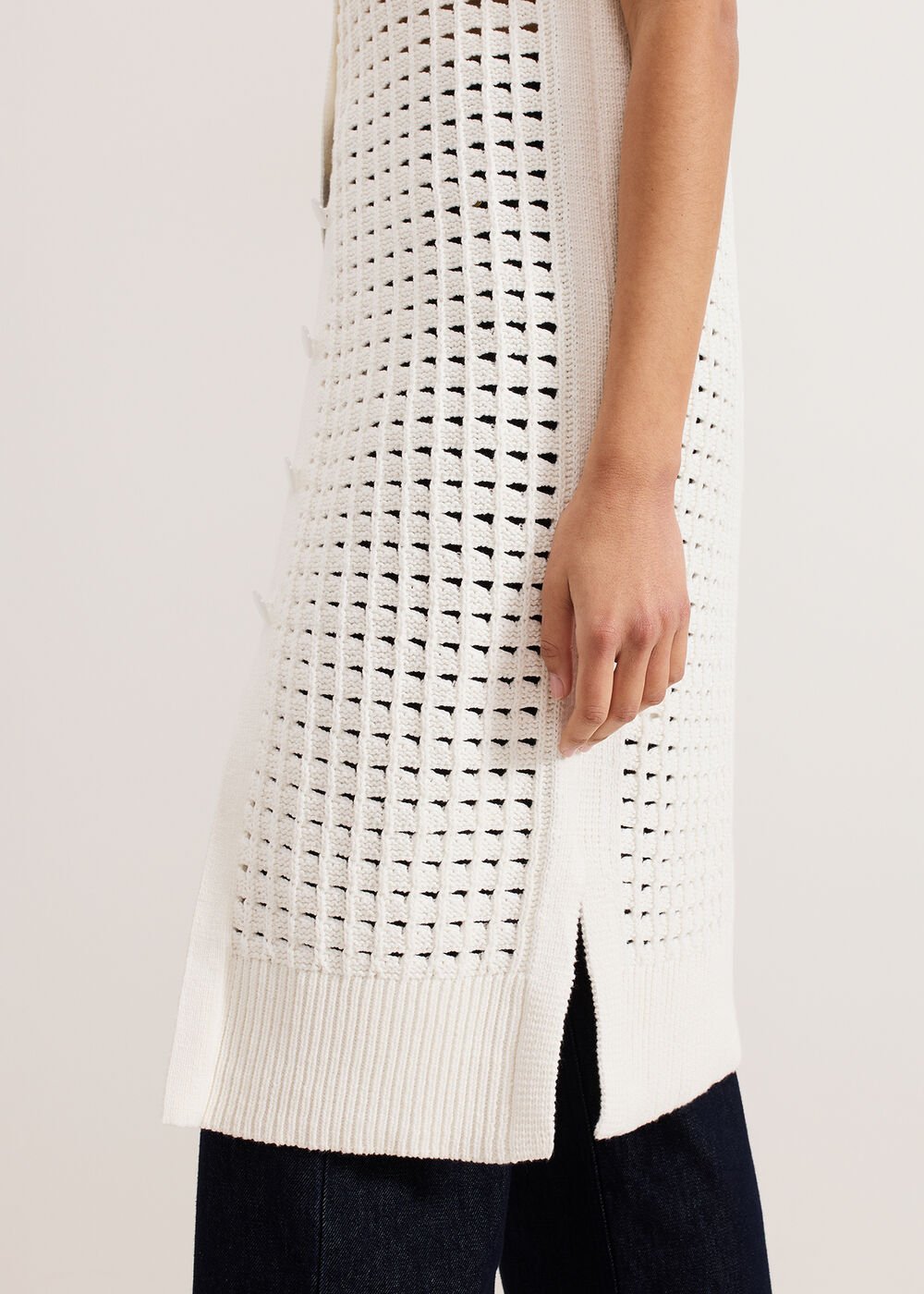 Polly Crochet Cardi Ivory