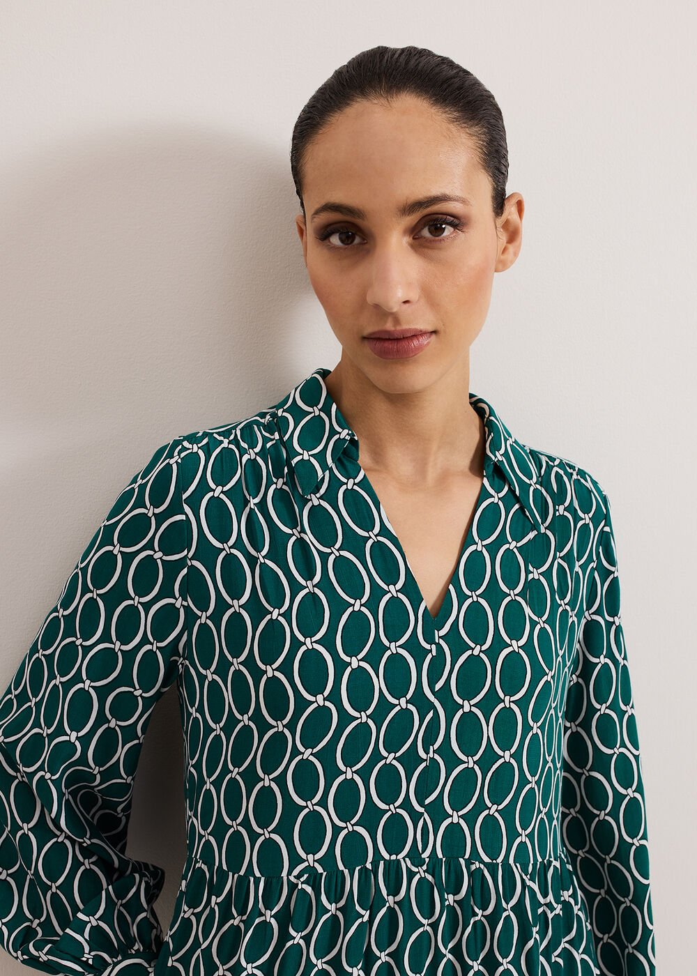 Tiered Midi Dress Green
