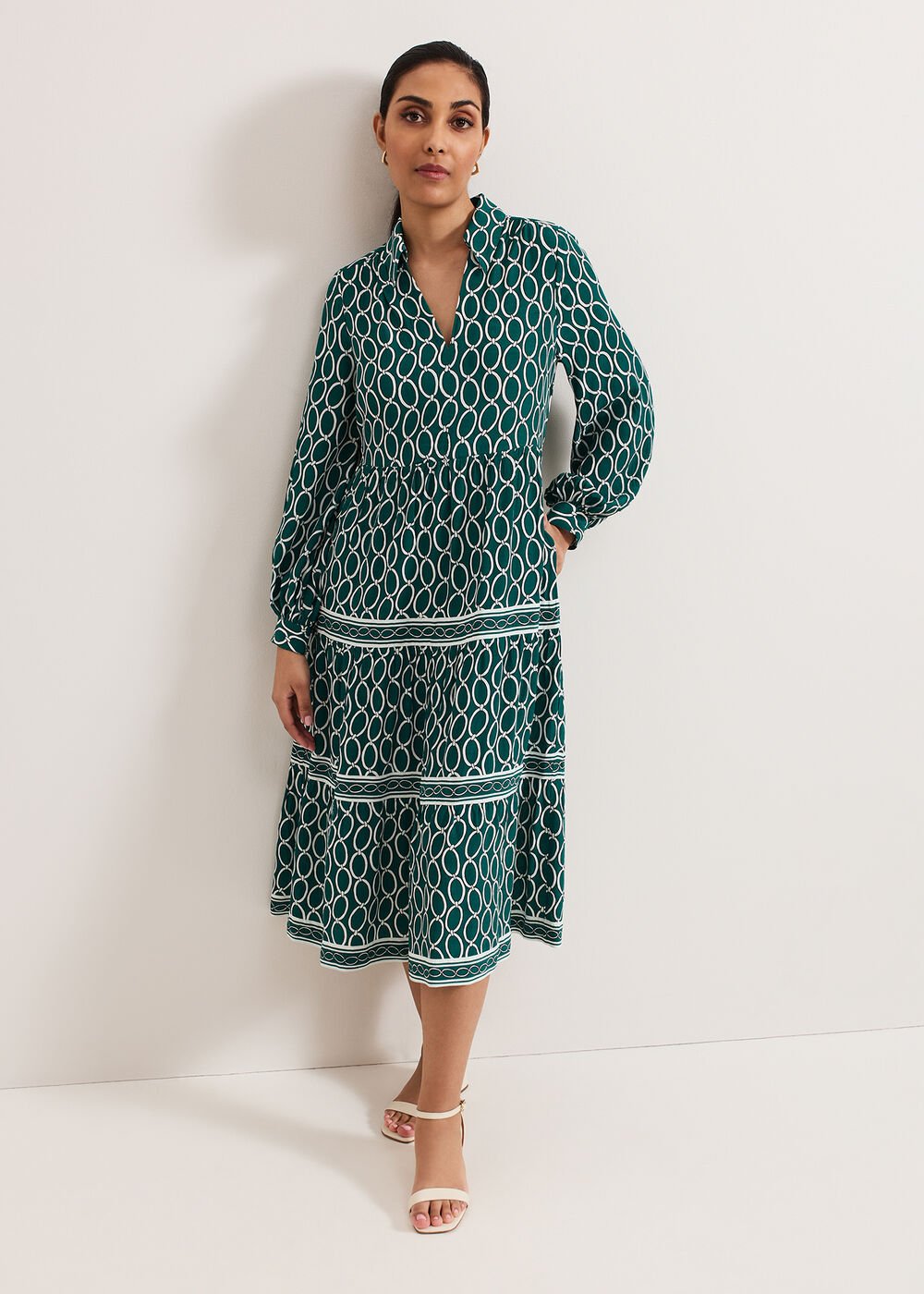 Petite Tiered Dress Green