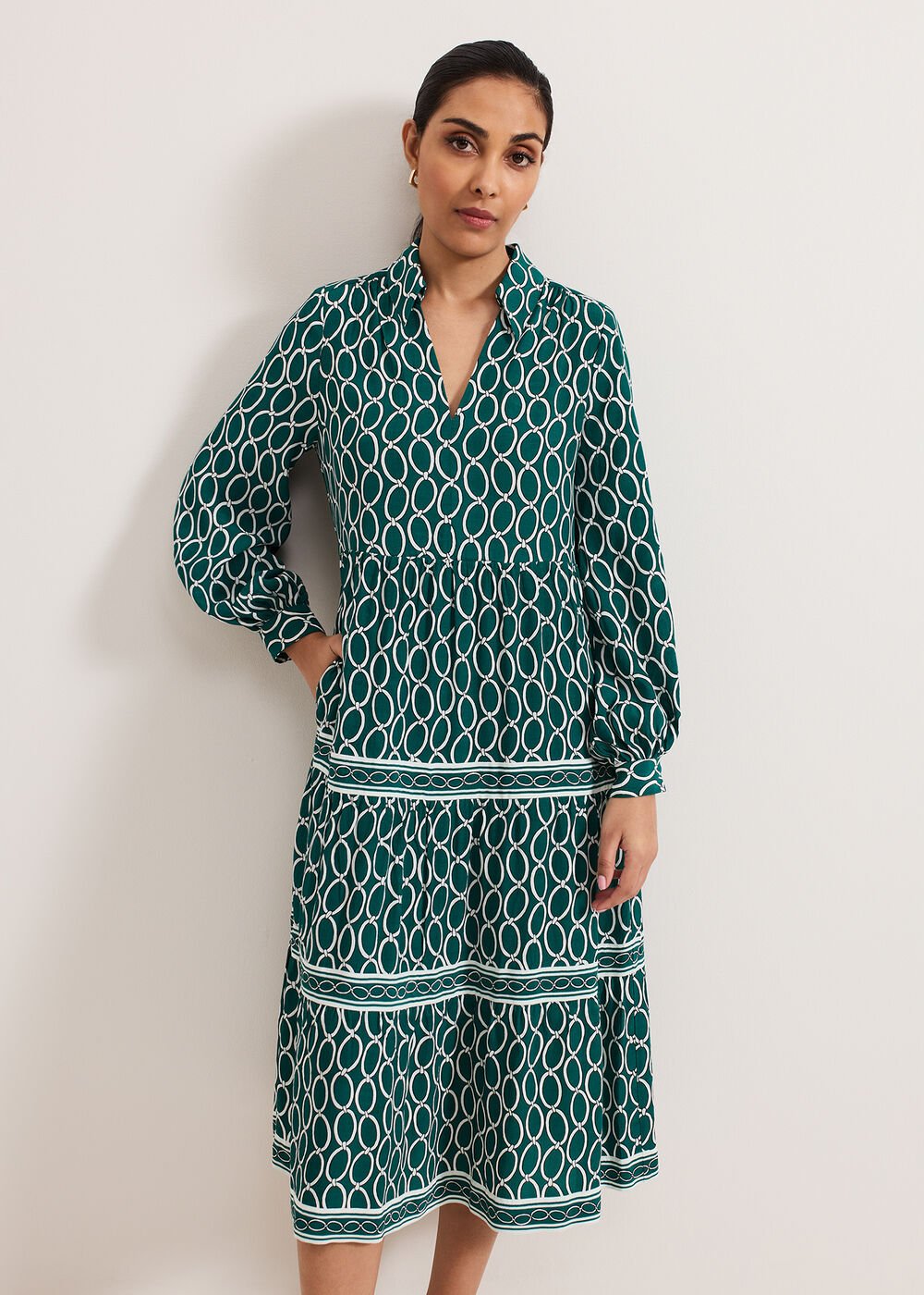 Petite Tiered Dress Green