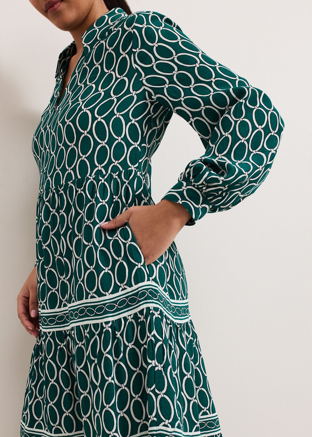 Petite Tiered Dress Green