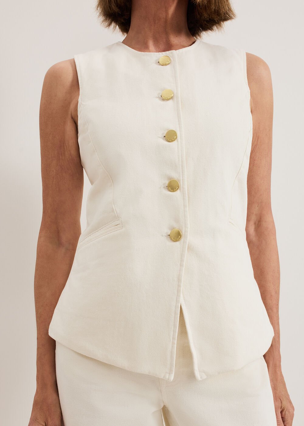 Sophia Denim Waistcoat Ivory