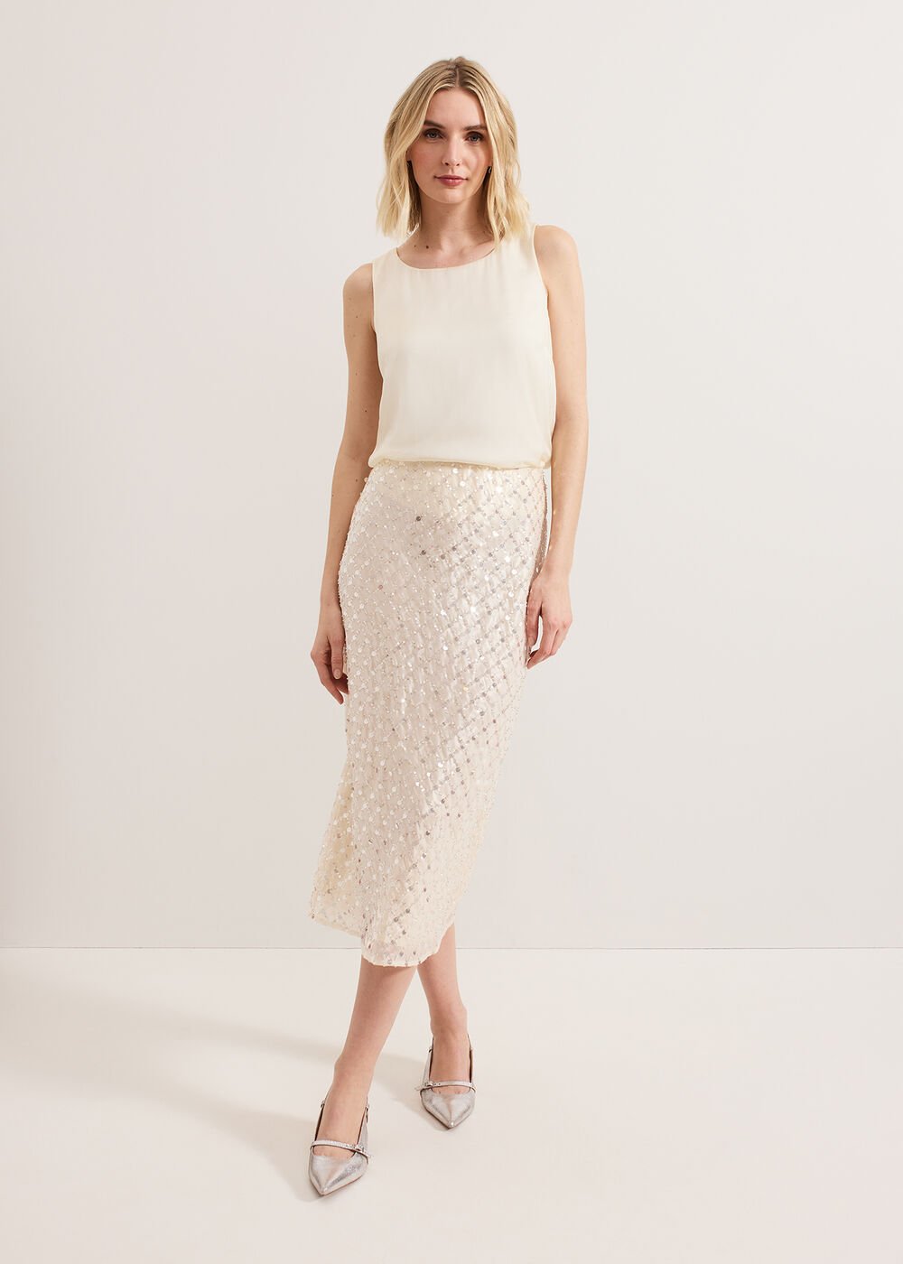 Alma Pencil Skirt Neutral