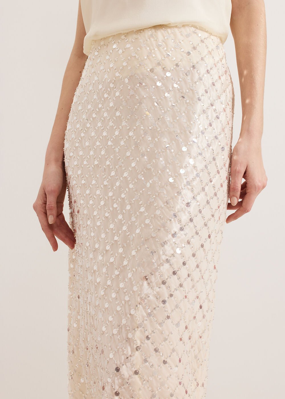 Alma Pencil Skirt Neutral