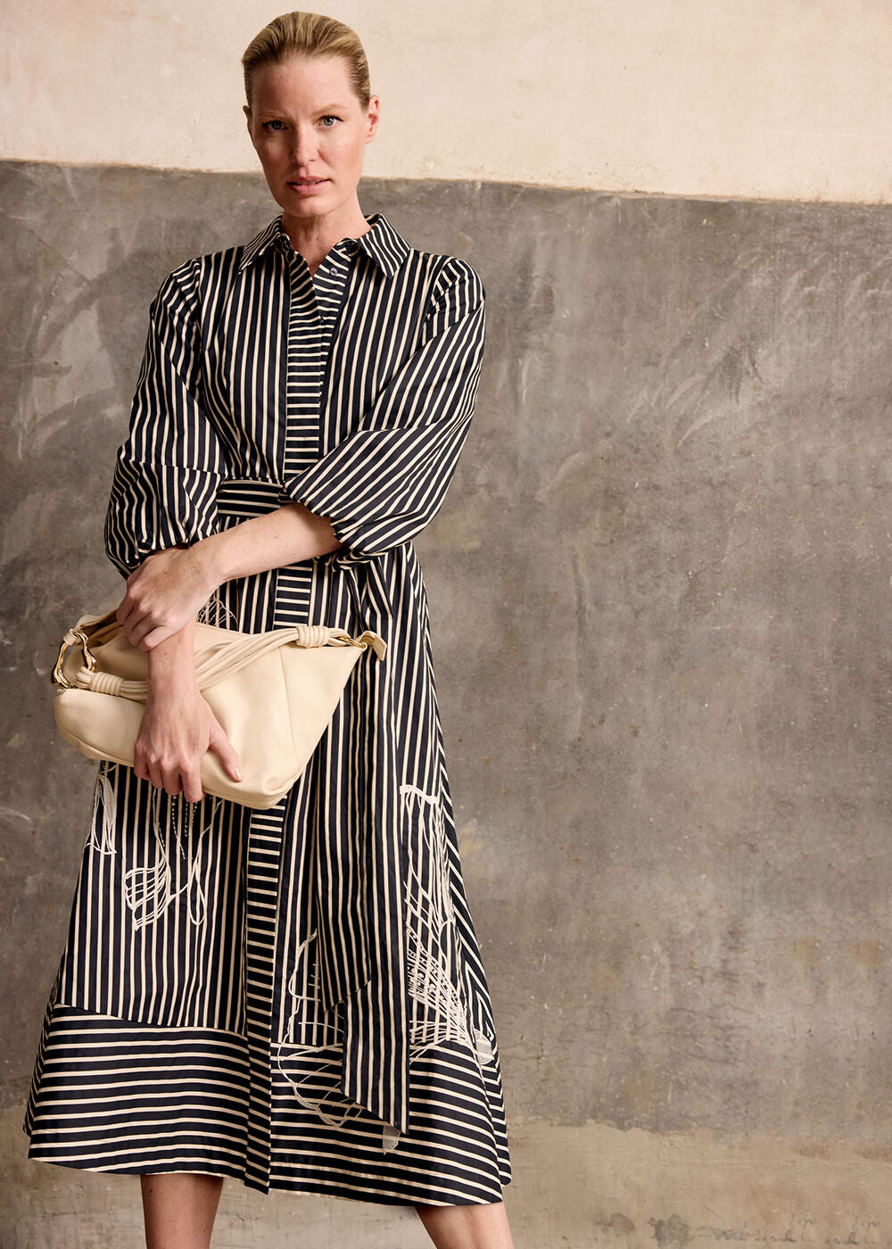 Corina Stripe Dress Black