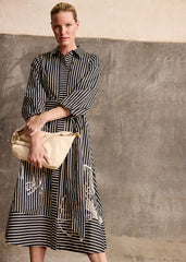 Corina Stripe Dress Black