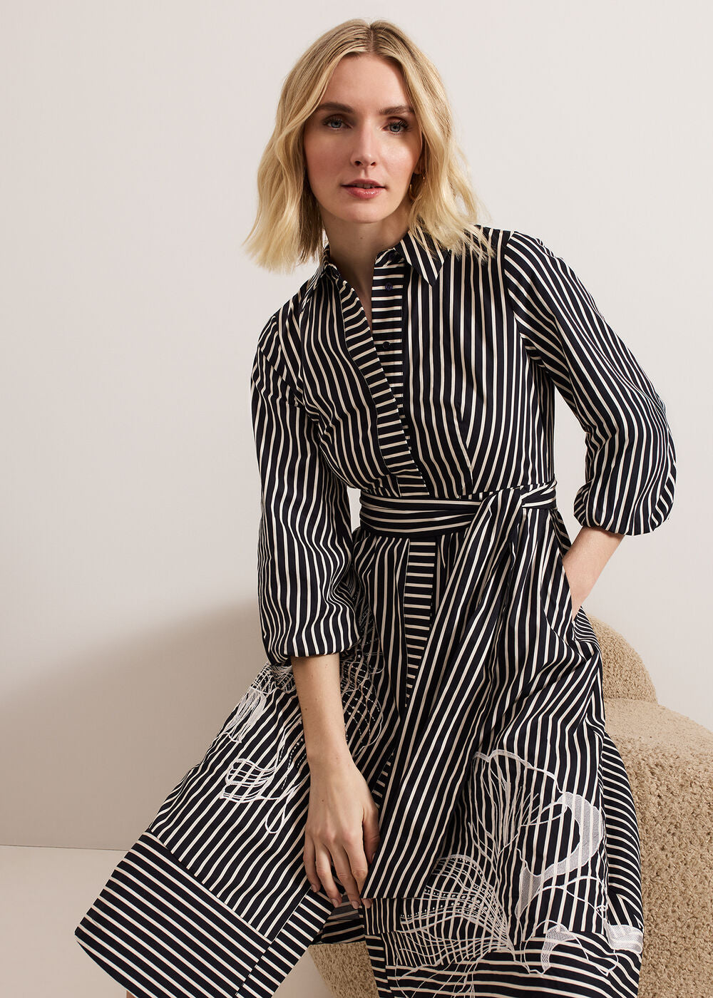 Corina Stripe Dress Black