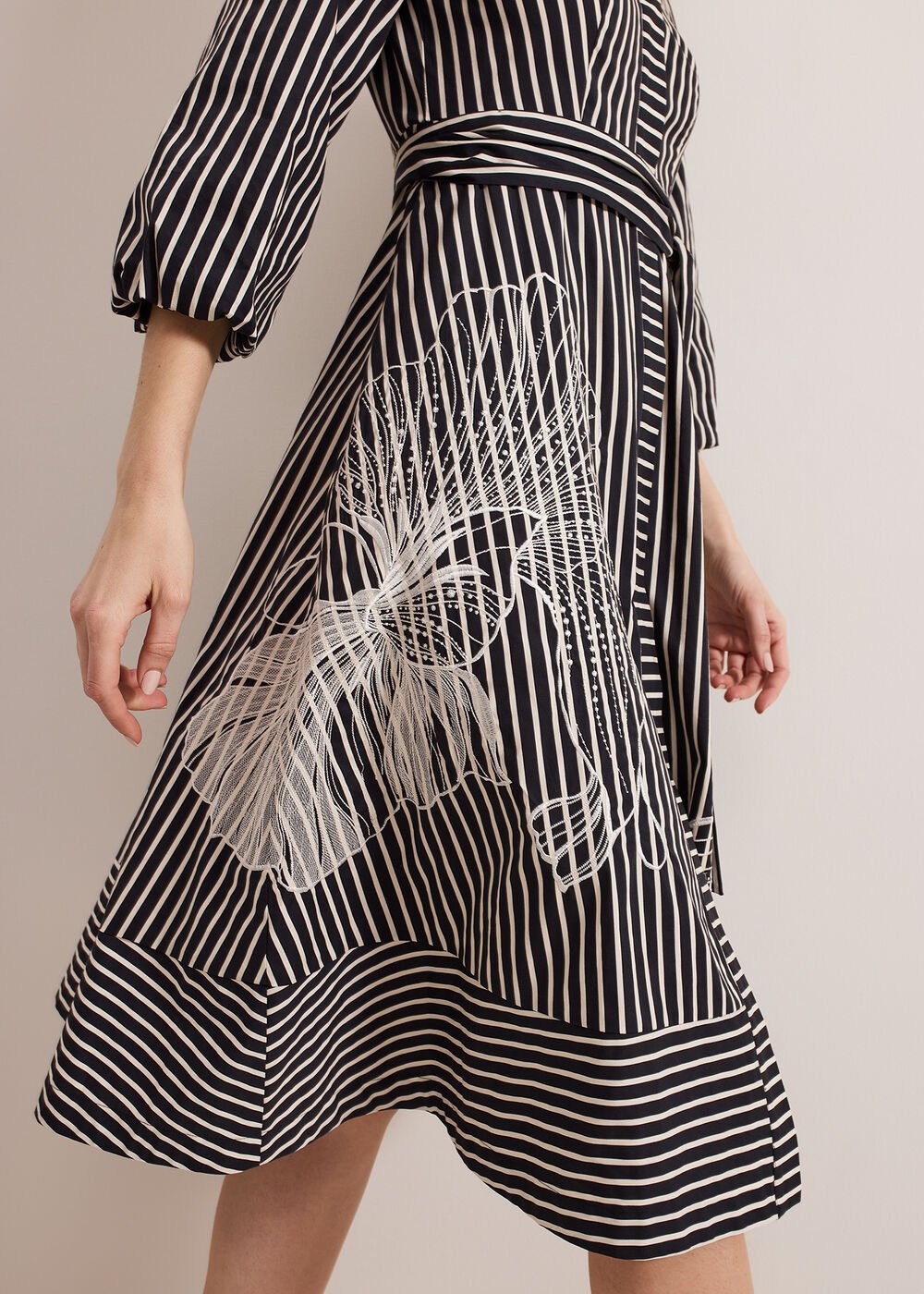 Corina Stripe Dress Black