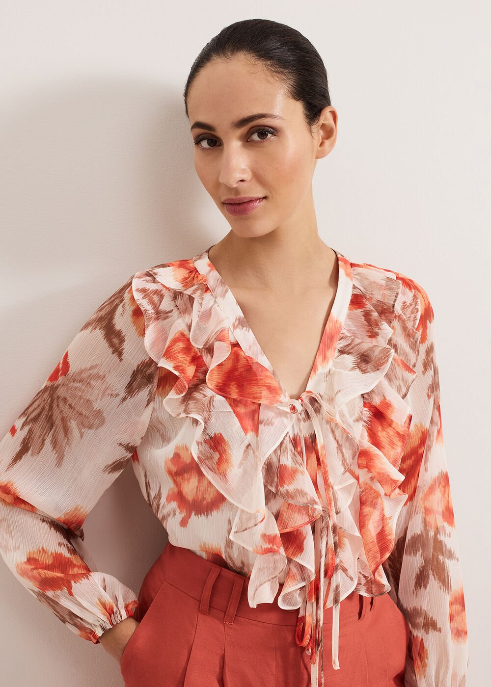 Ivana Printed Blouse Orange