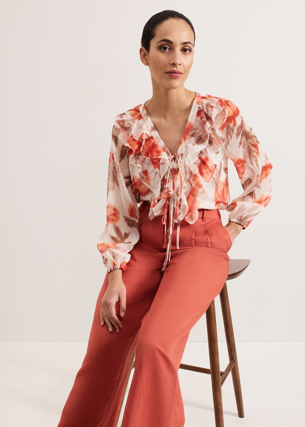 Ivana Printed Blouse Orange