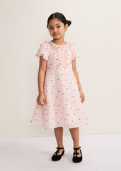Bebe Heart Dress Pale Pink