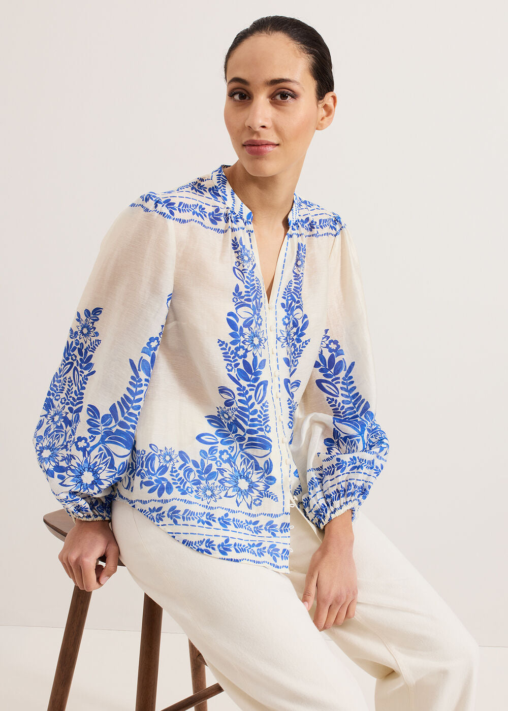Marisa Linen Blouse Blue
