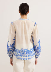 Marisa Linen Blouse Blue