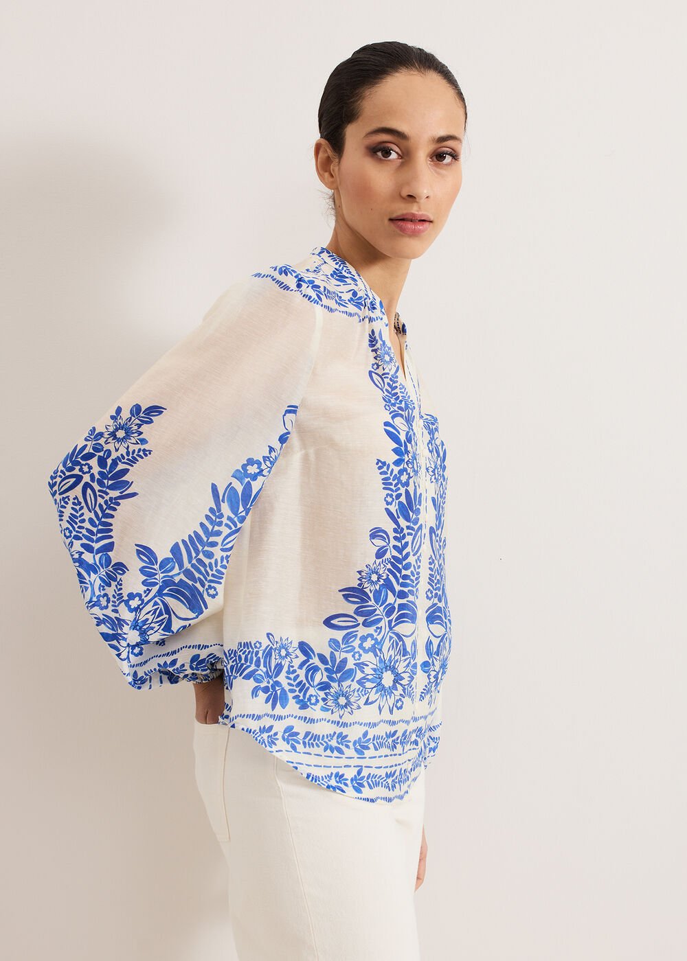 Marisa Linen Blouse Blue
