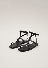 Strappy Flat Sandals Black
