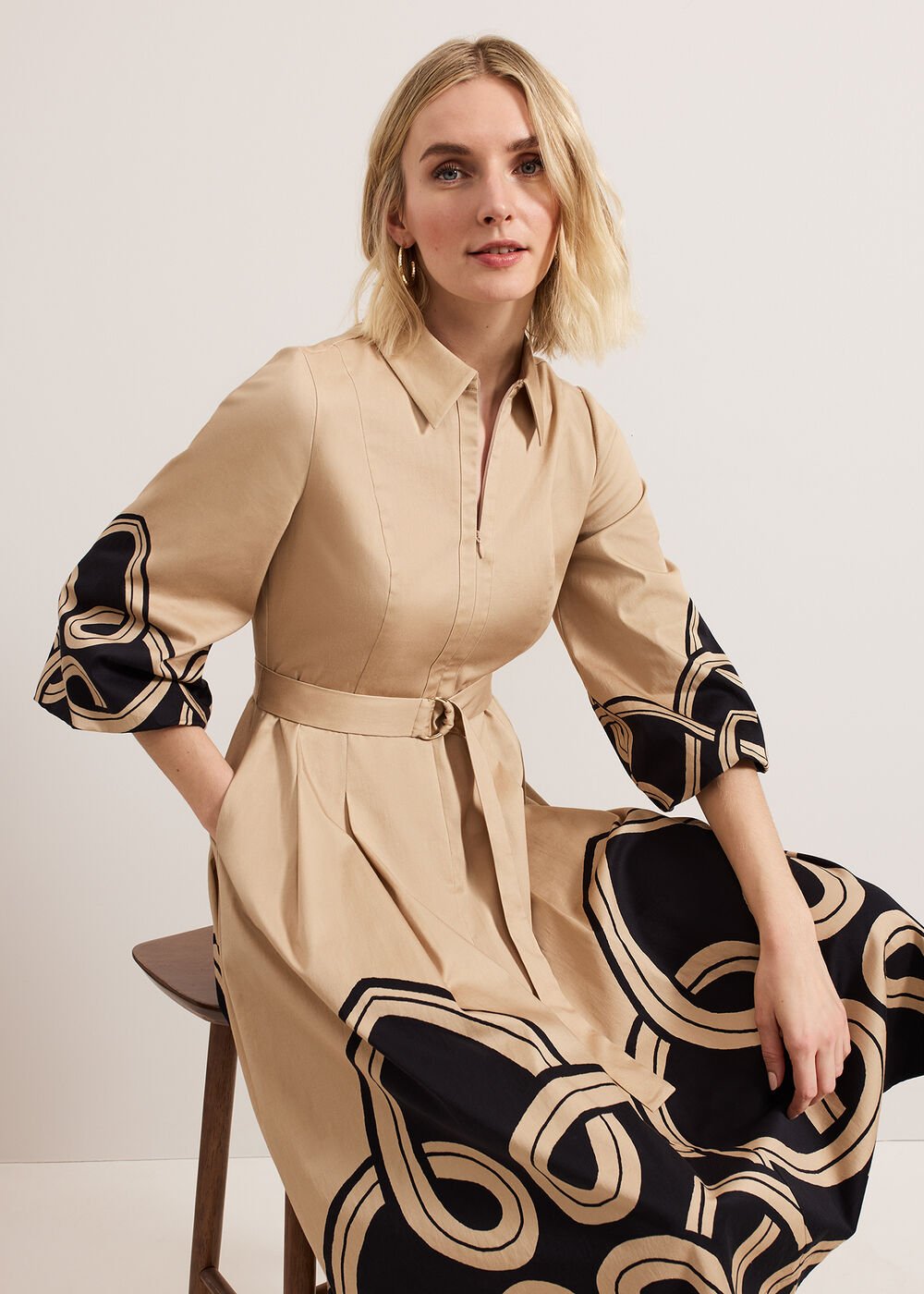 Breena Printed Midi Neutral