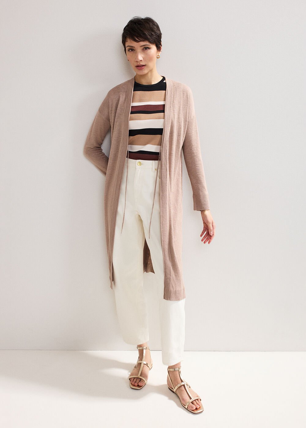 Tasha Linen Cardigan Brown