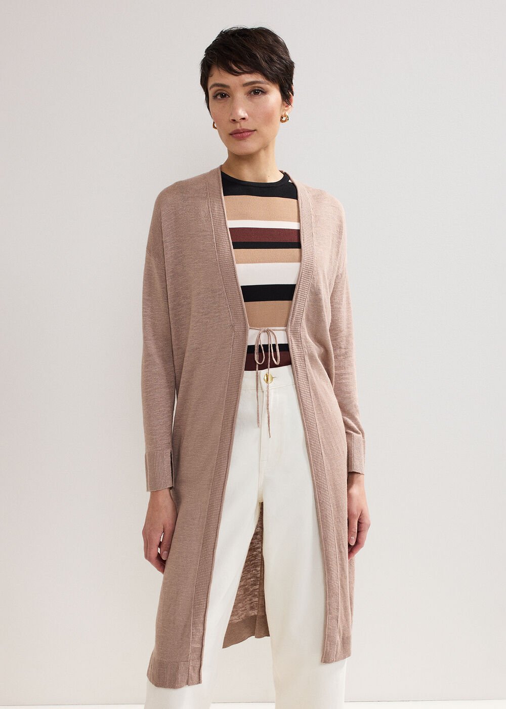 Tasha Linen Cardigan Brown