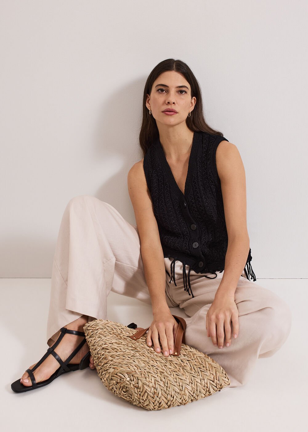 Quinn Knit Waistcoat Black