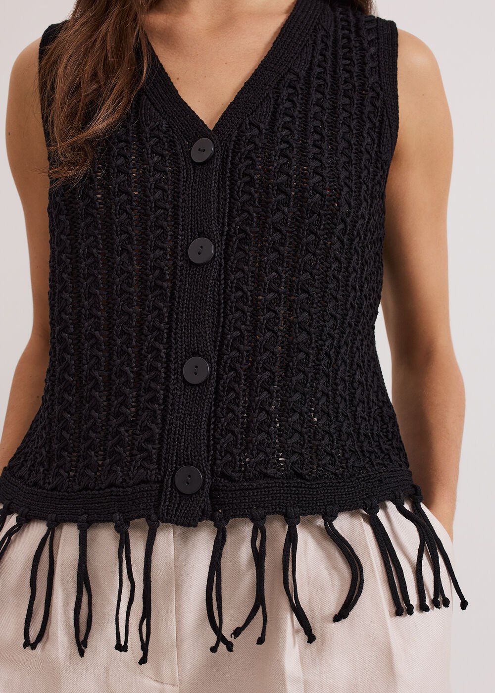 Quinn Knit Waistcoat Black