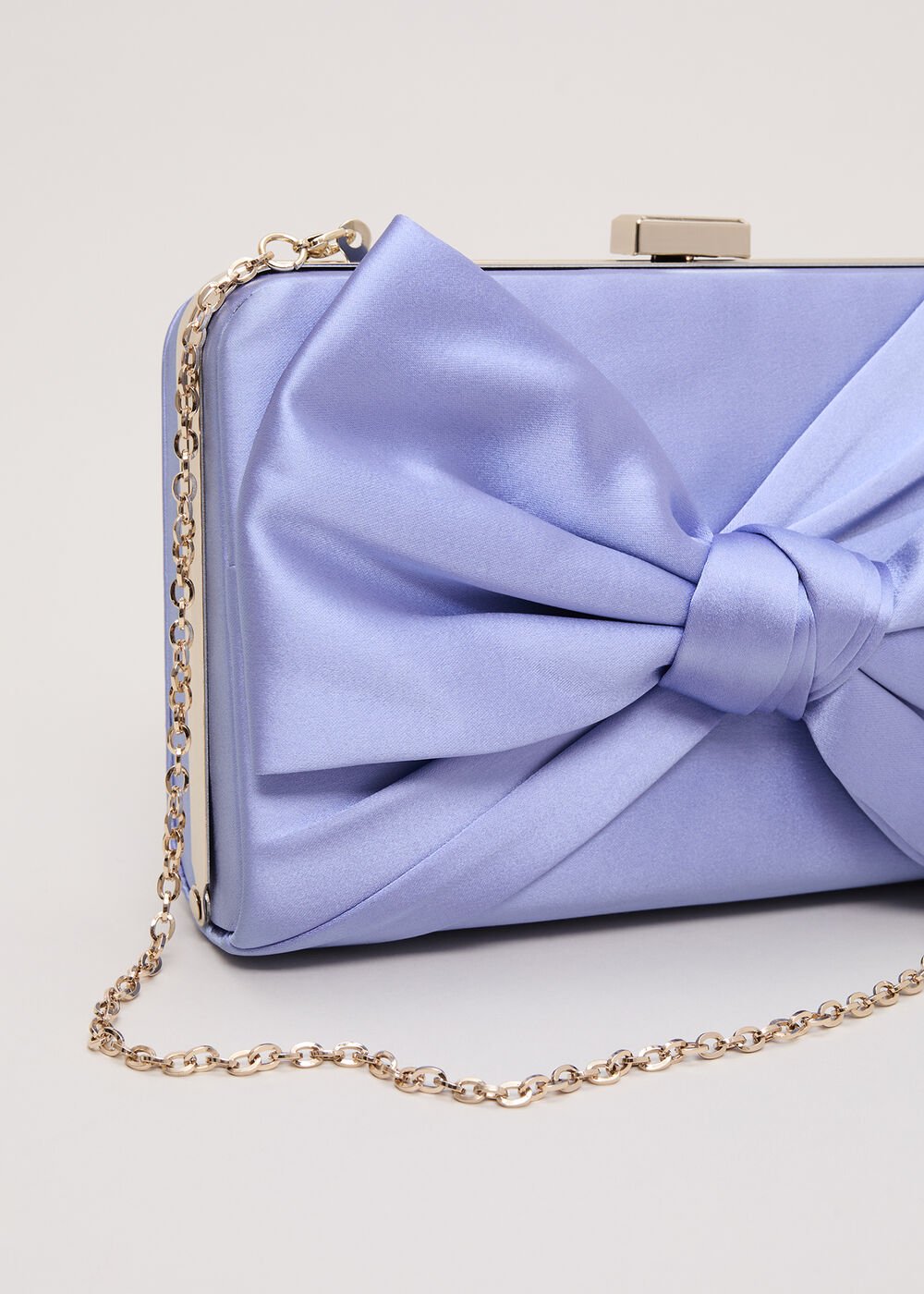 Satin Knot Clutch Pale Blue