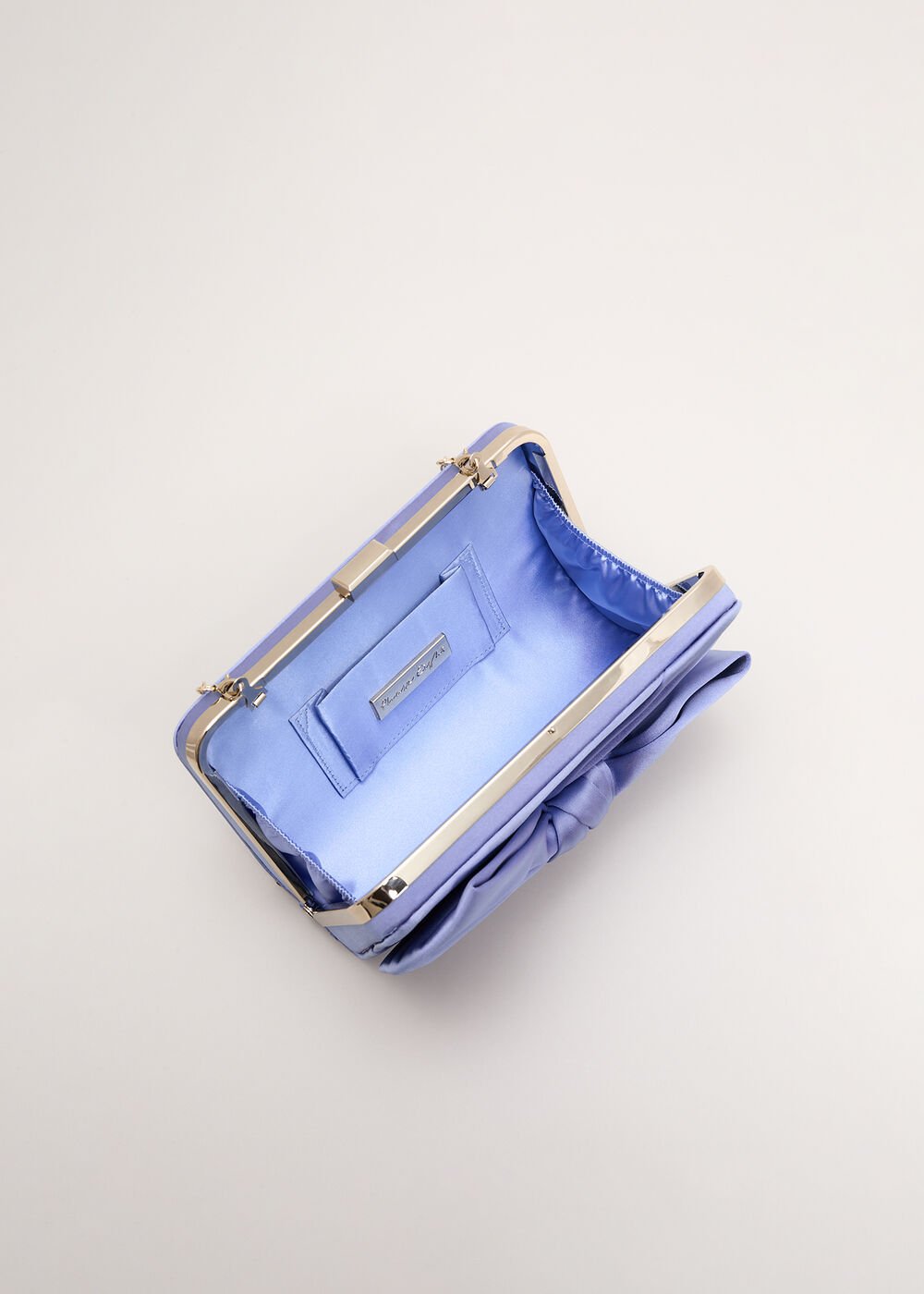 Satin Knot Clutch Pale Blue