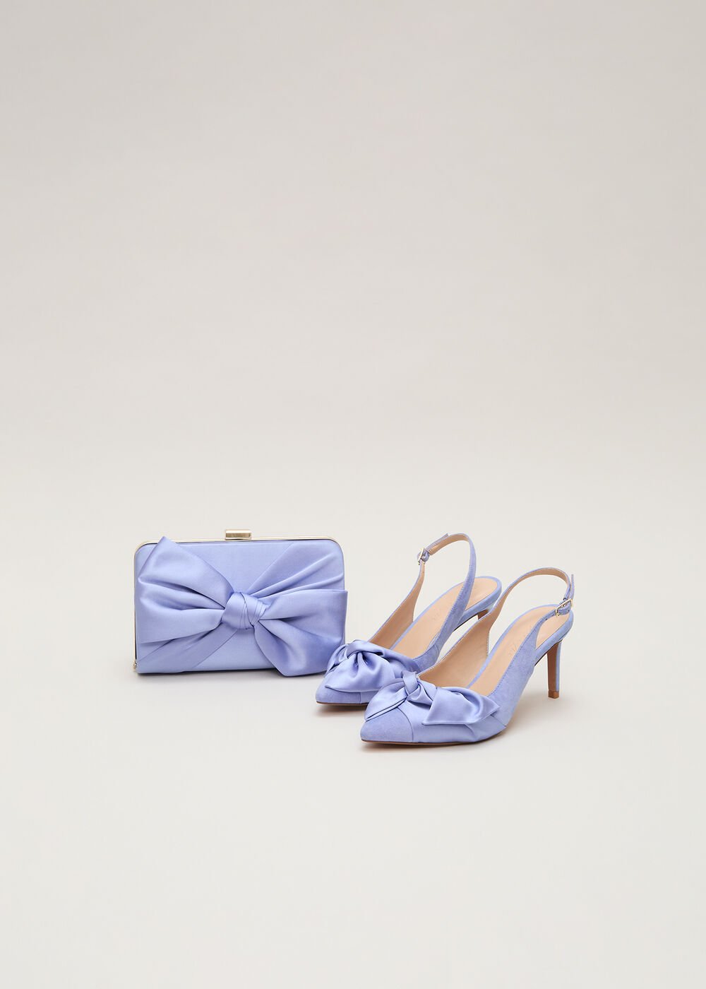 Satin Knot Clutch Pale Blue