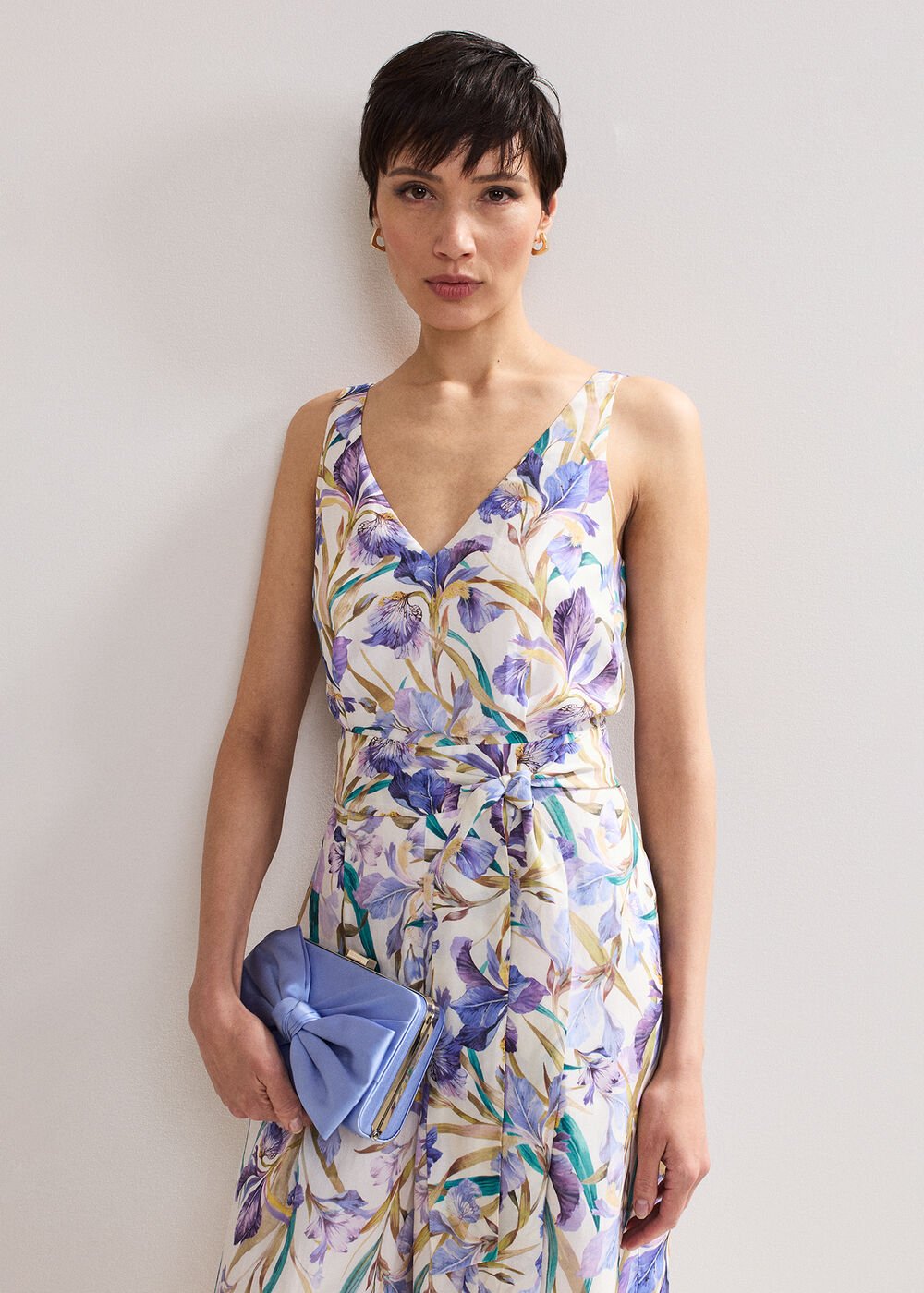 Satin Knot Clutch Pale Blue