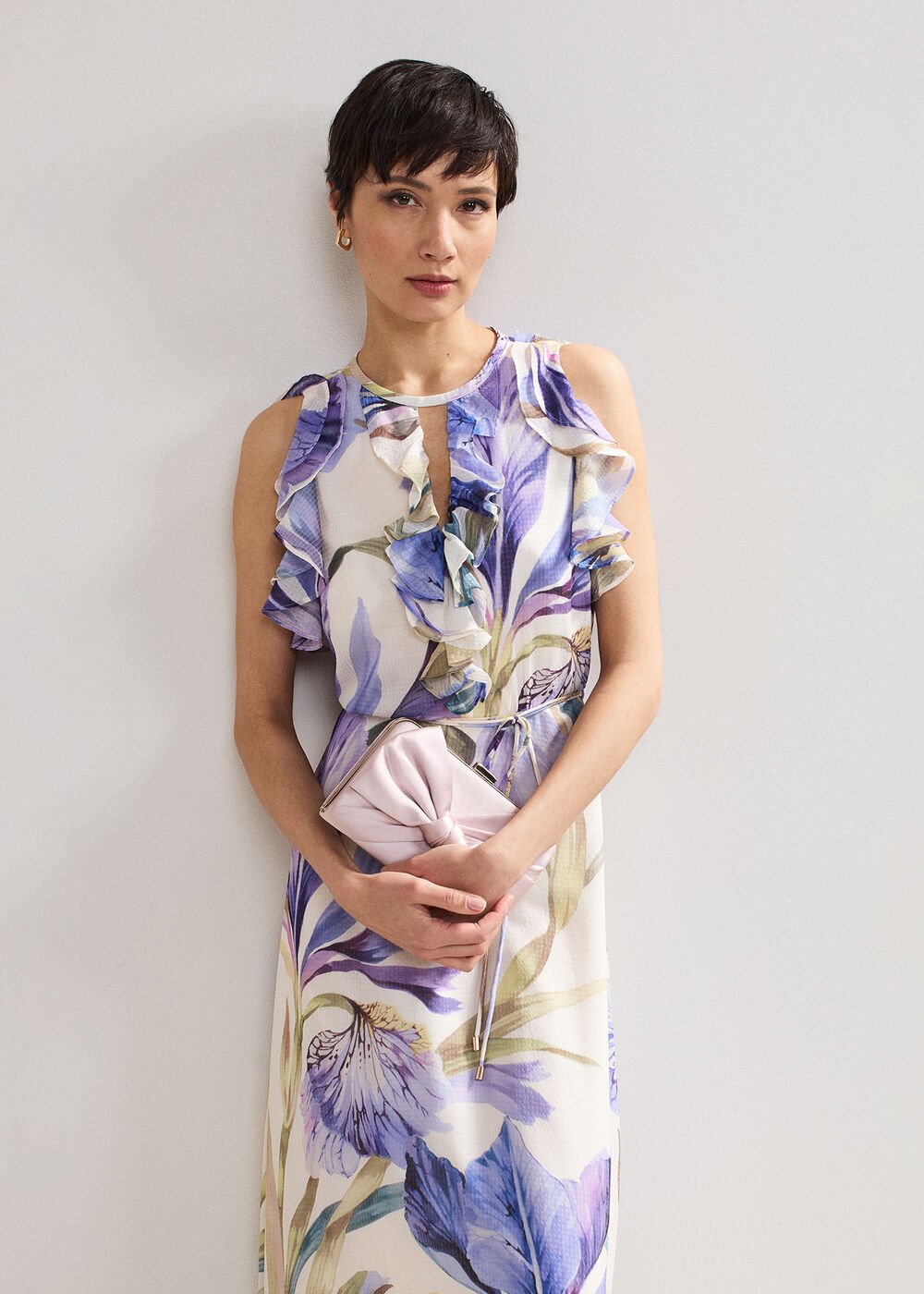 Satin Knot Clutch Antique Rose