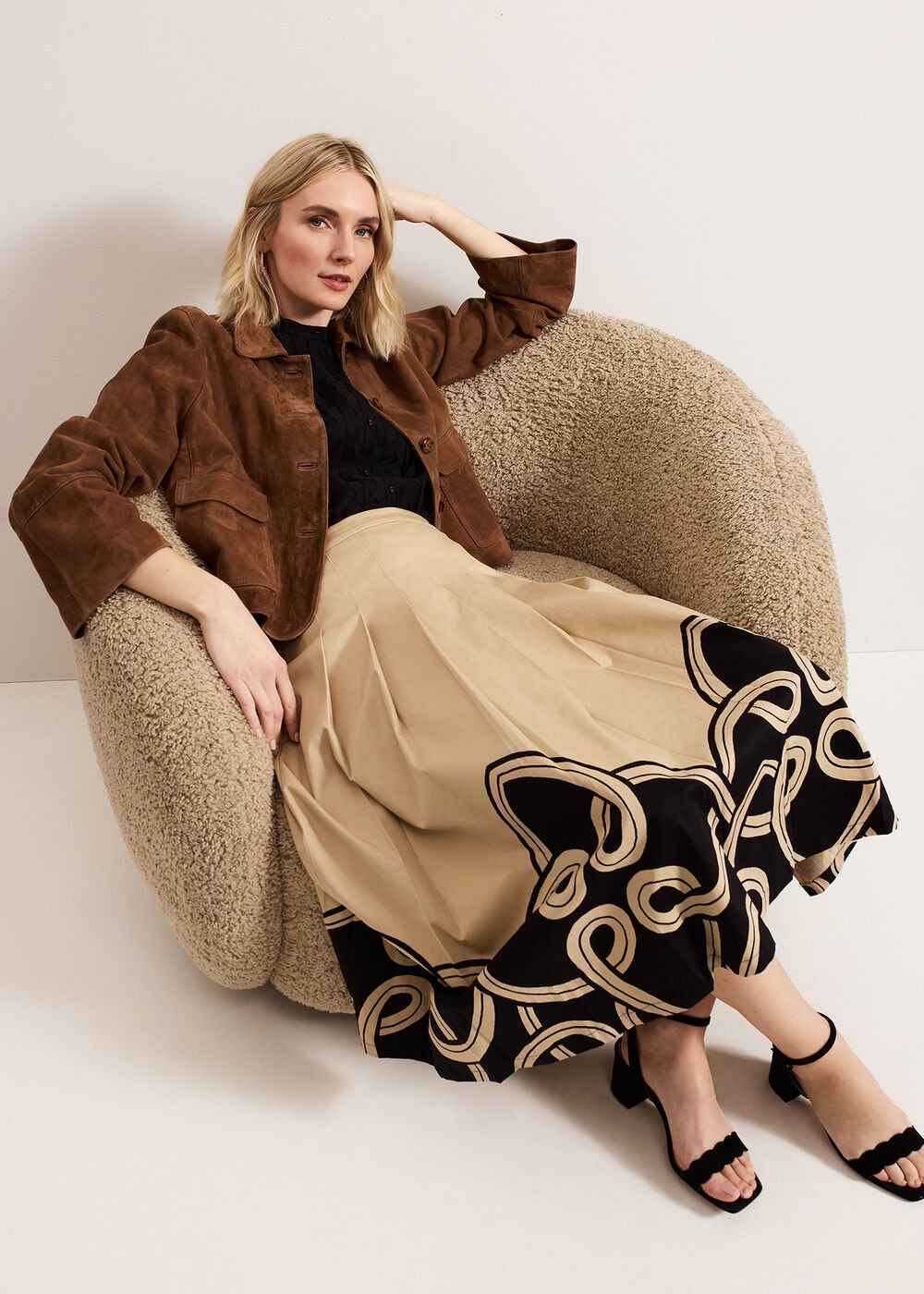 Sophia Print Skirt Stone