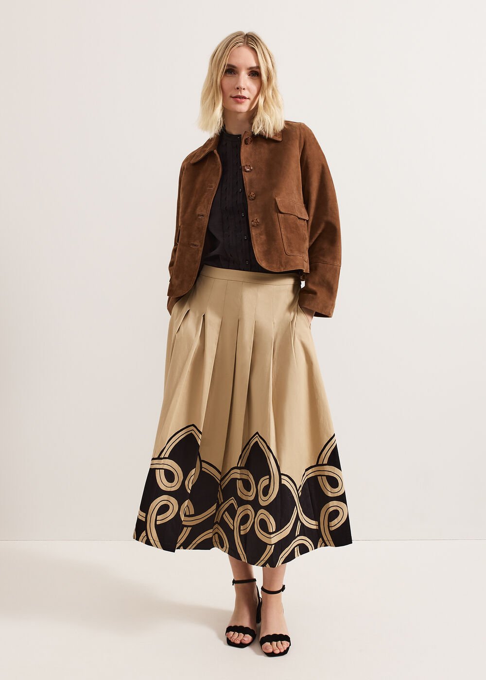 Sophia Print Skirt Stone