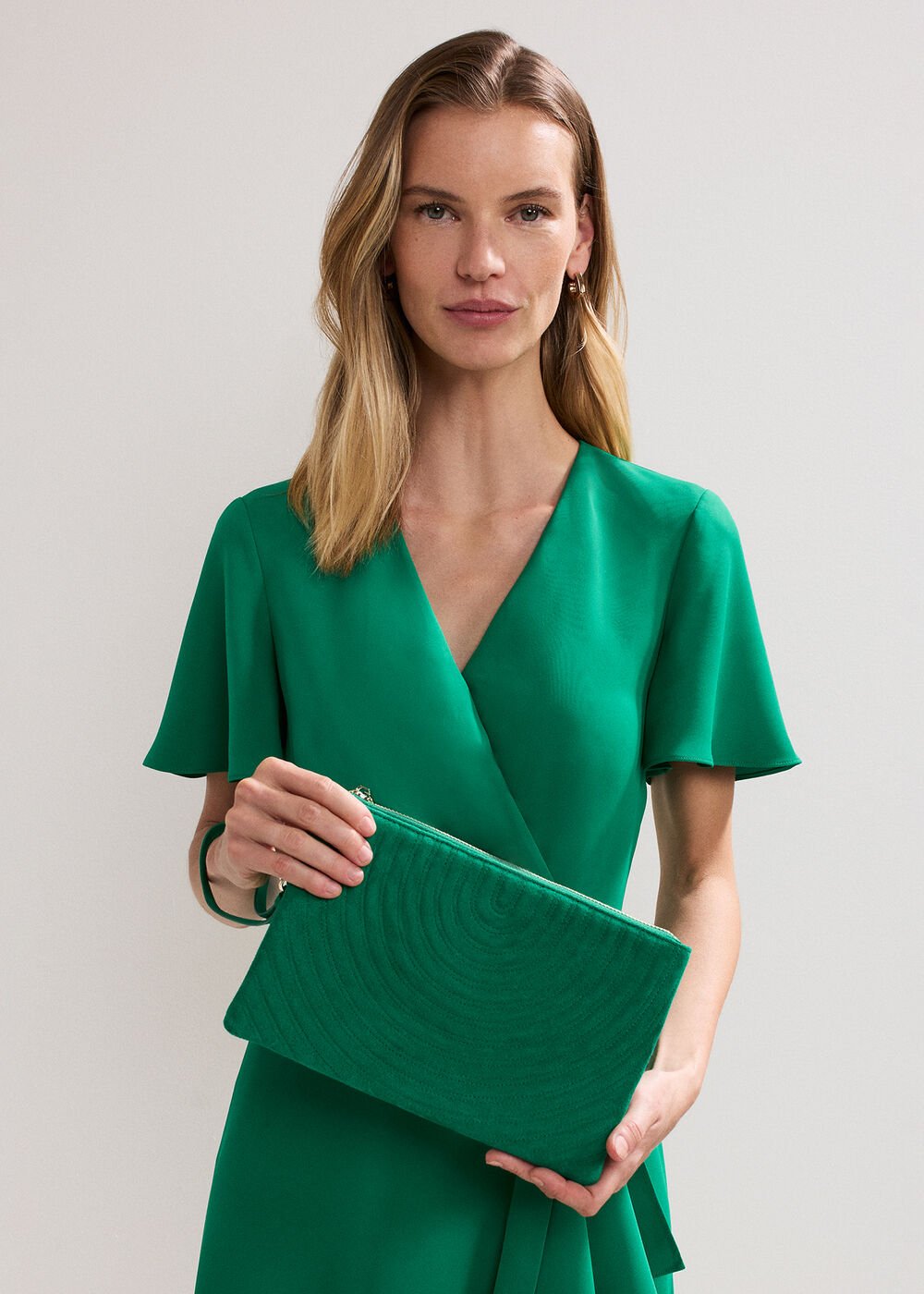 Stitch Front Clutch Bright Green