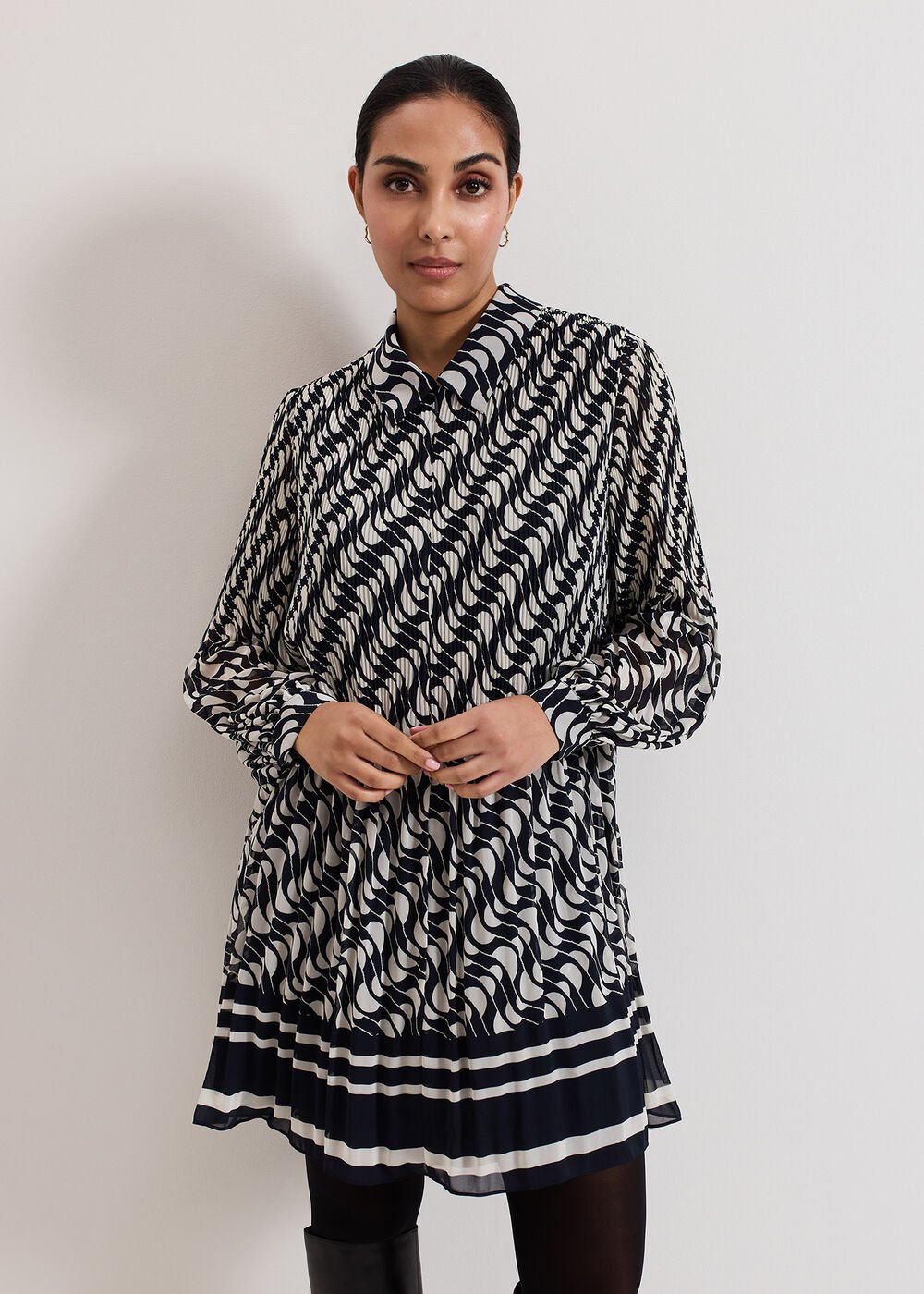 Petite Eleanor Dress Navy/Ivory