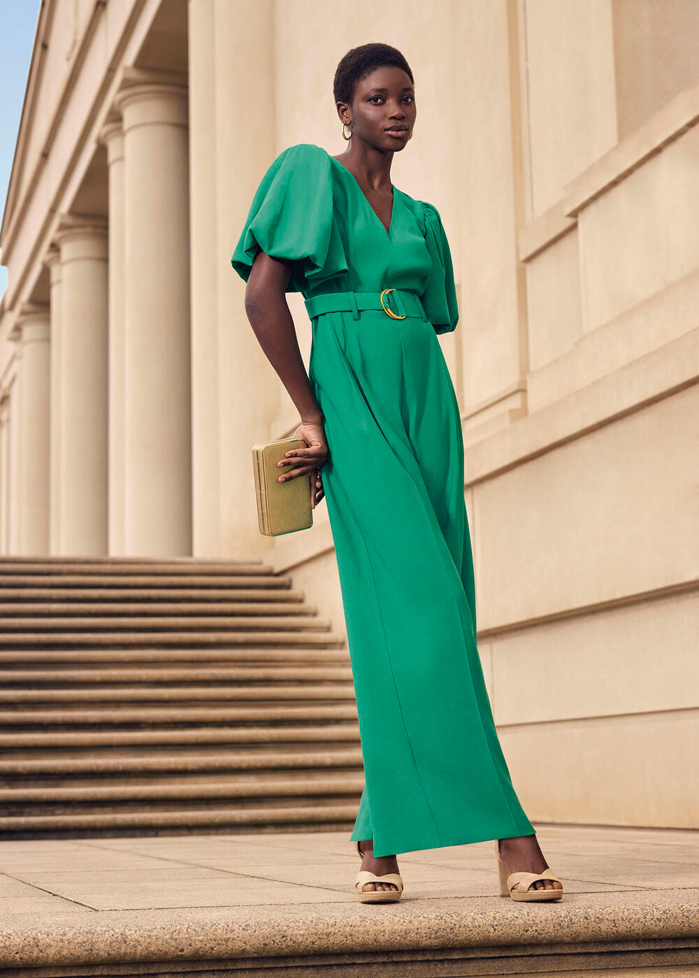 Margot Puff Jumpsuit Green