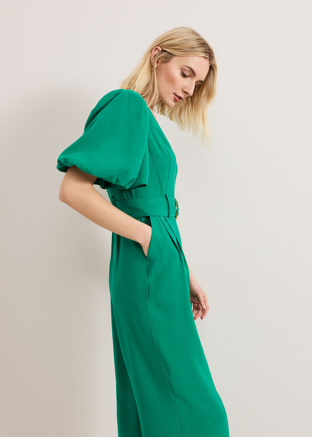 Margot Puff Jumpsuit Green