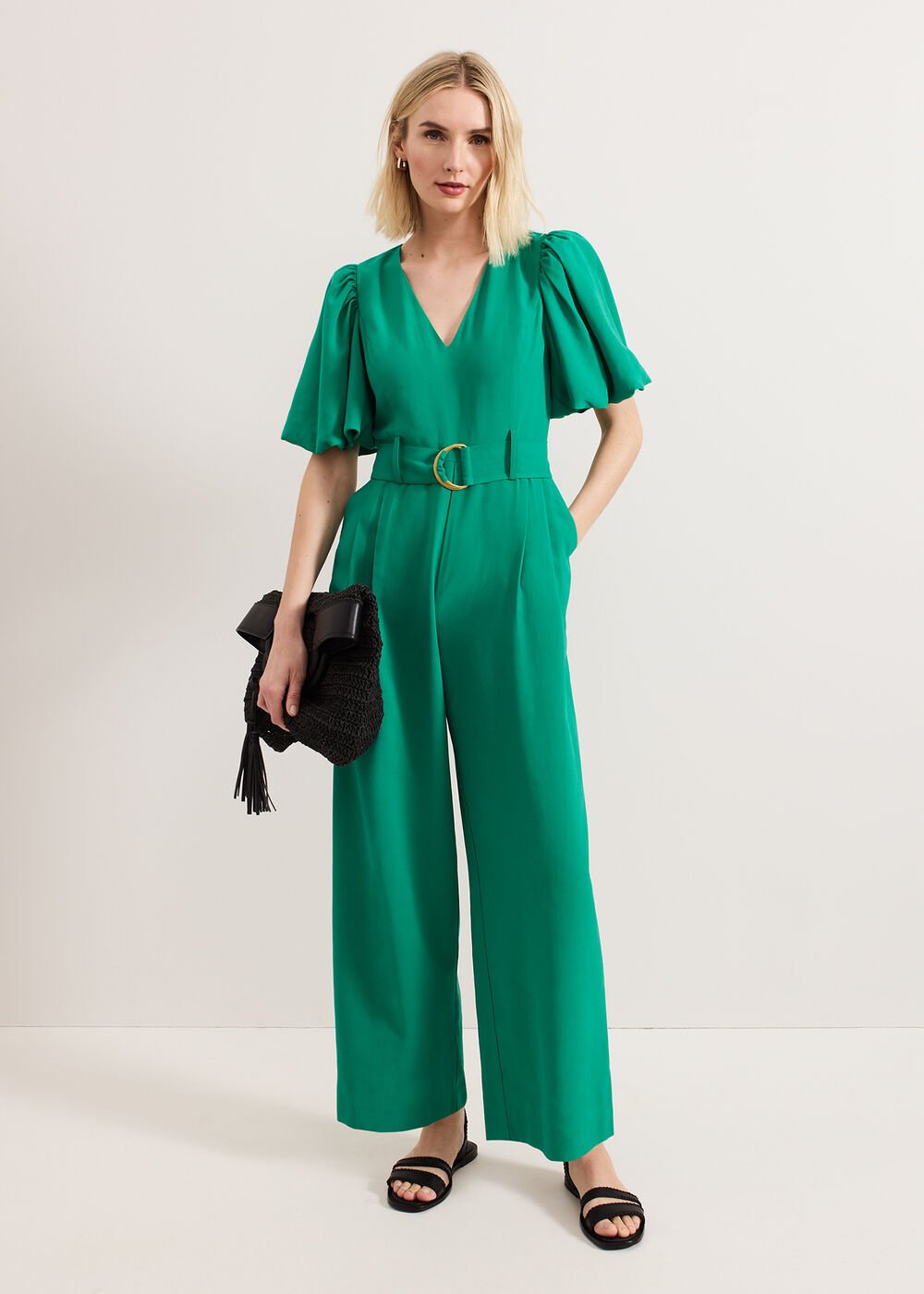 Margot Puff Jumpsuit Green