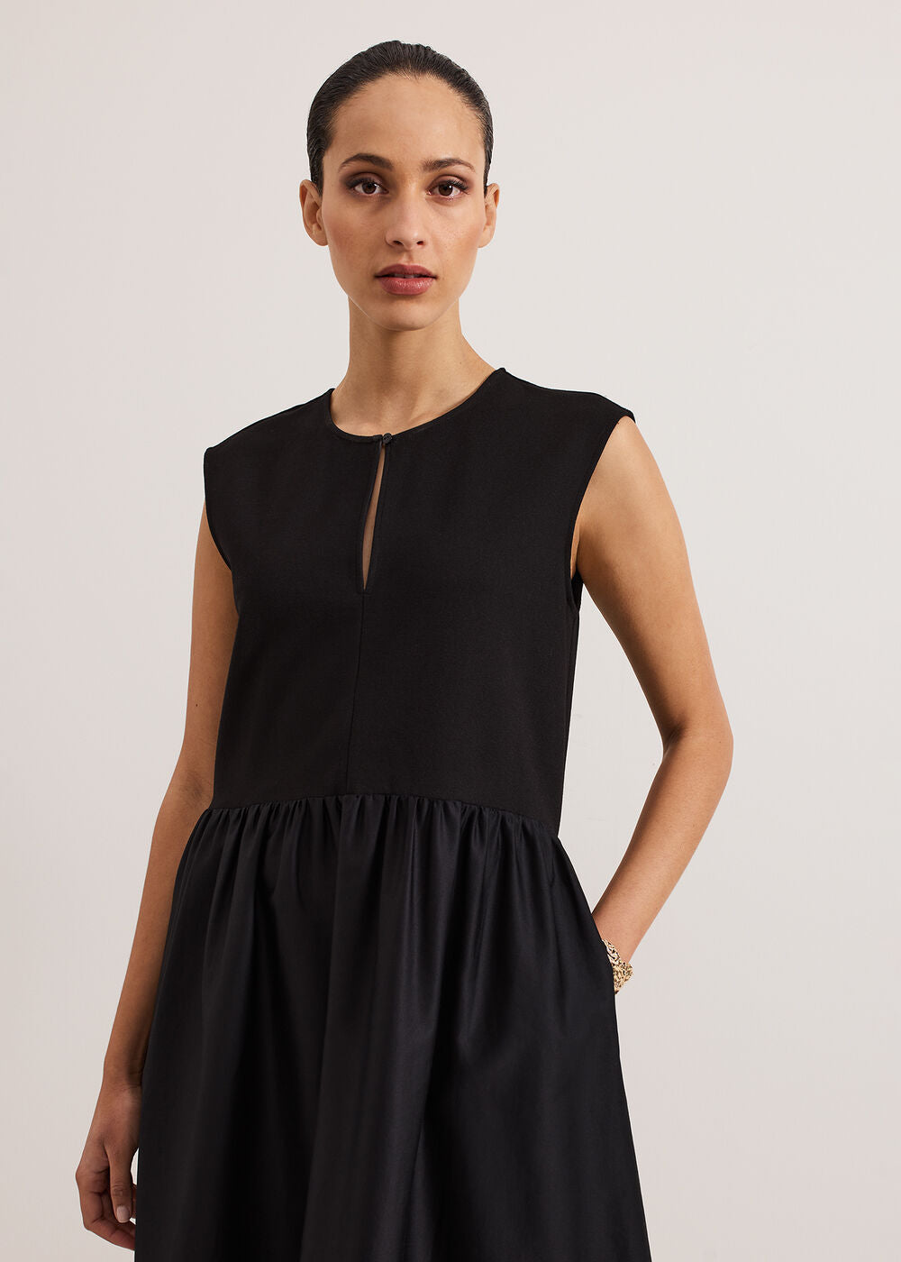 Jenny Mix Woven Dress Black