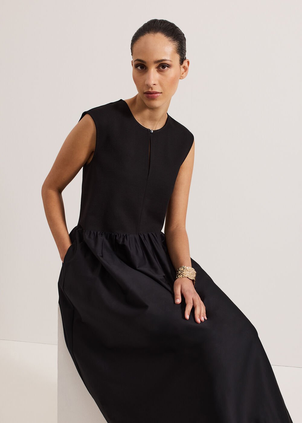 Jenny Mix Woven Dress Black