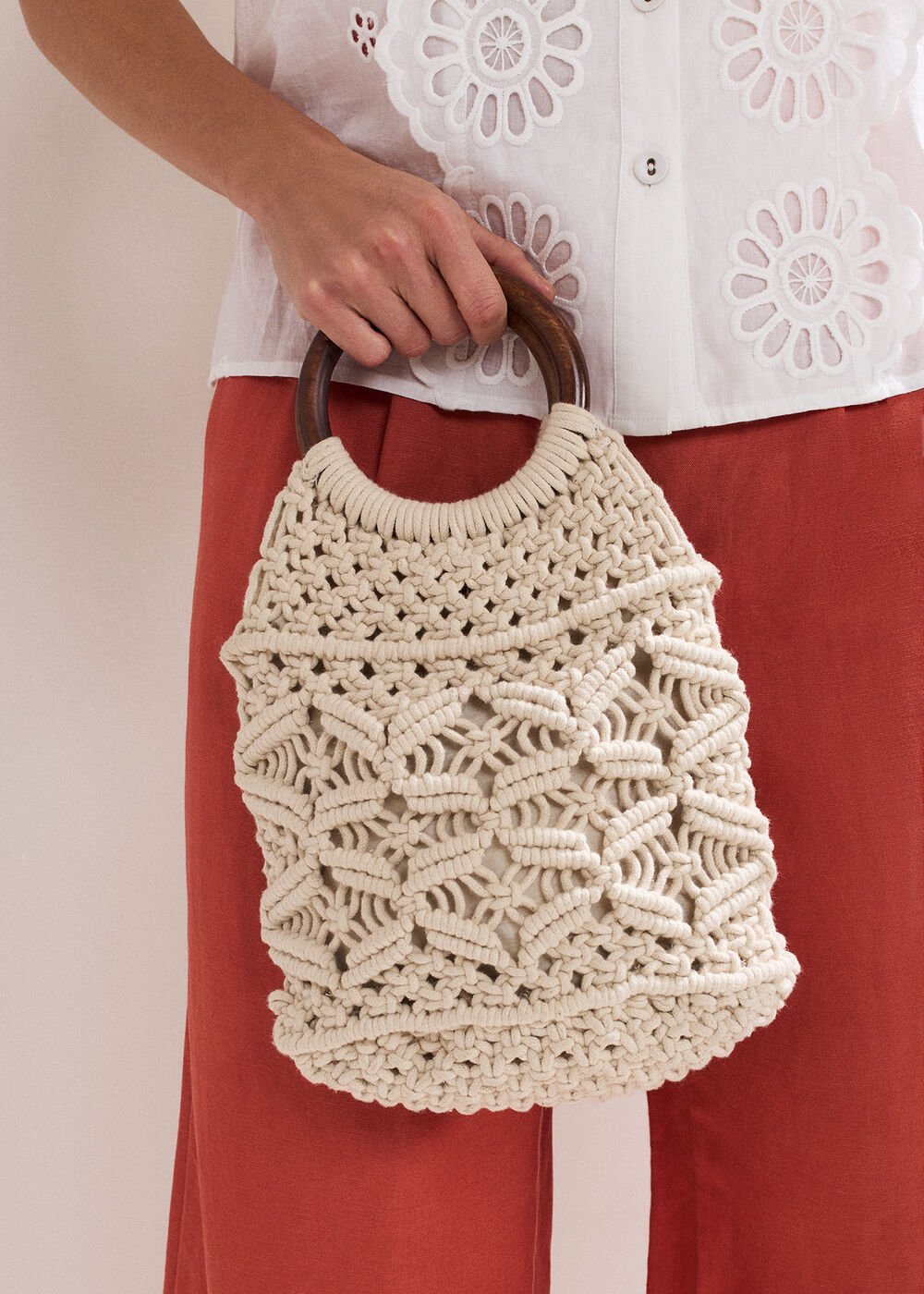 Macrame Bucket Bag Ivory
