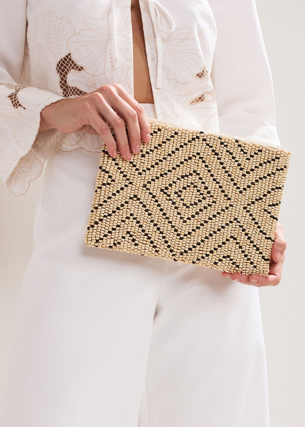 Beaded Clutch Bag Neutral