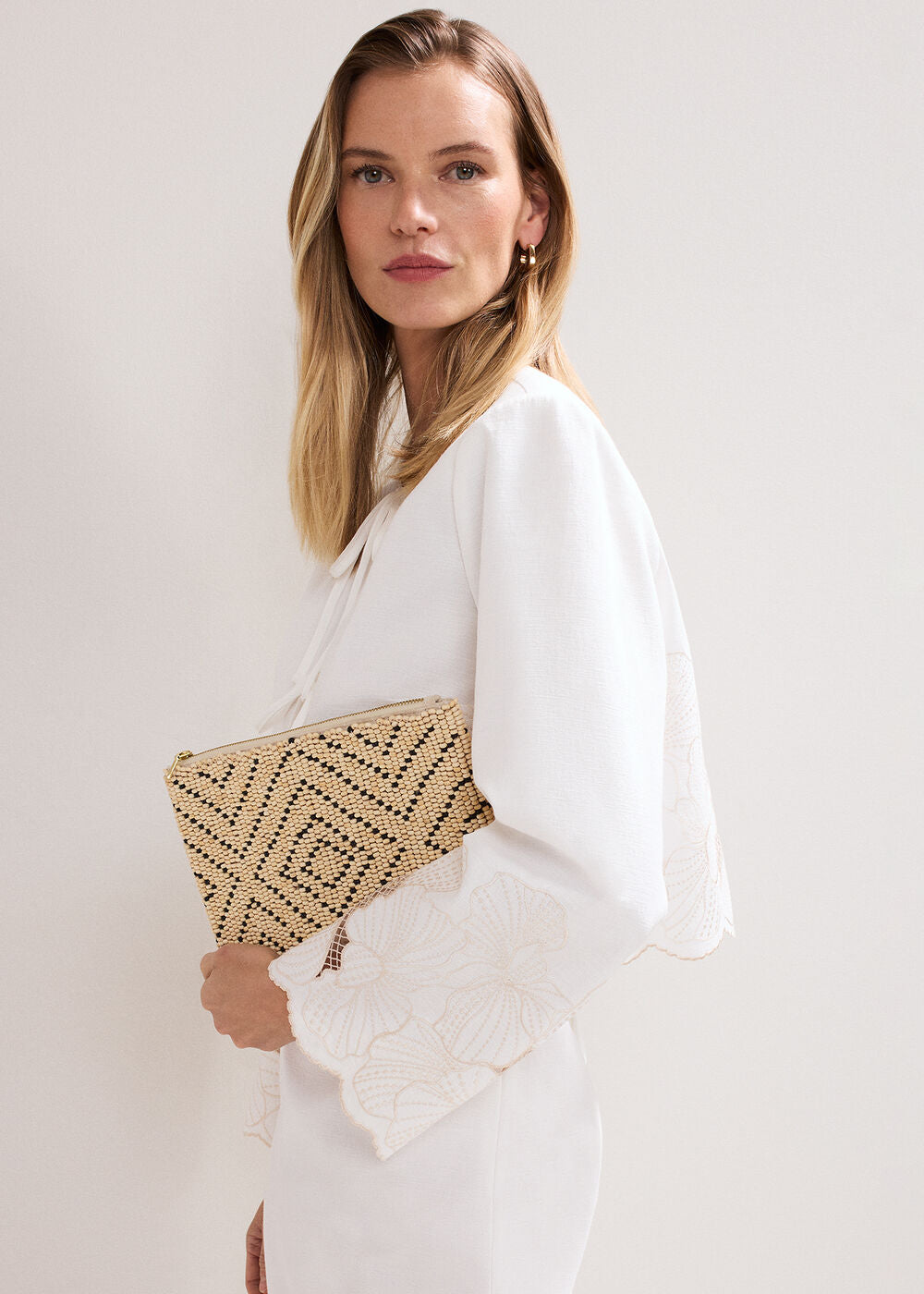 Beaded Clutch Bag Neutral