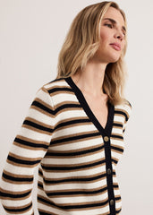 Indy Stripe Cardigan Black/Ivory