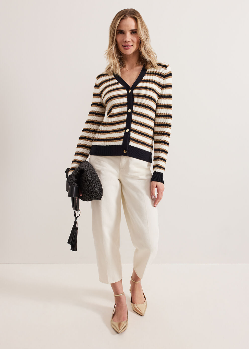 Indy Stripe Cardigan Black/Ivory