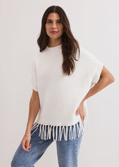 Myleene Fringe Knit Ivory