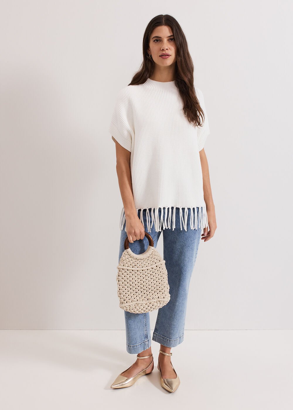 Myleene Fringe Knit Ivory