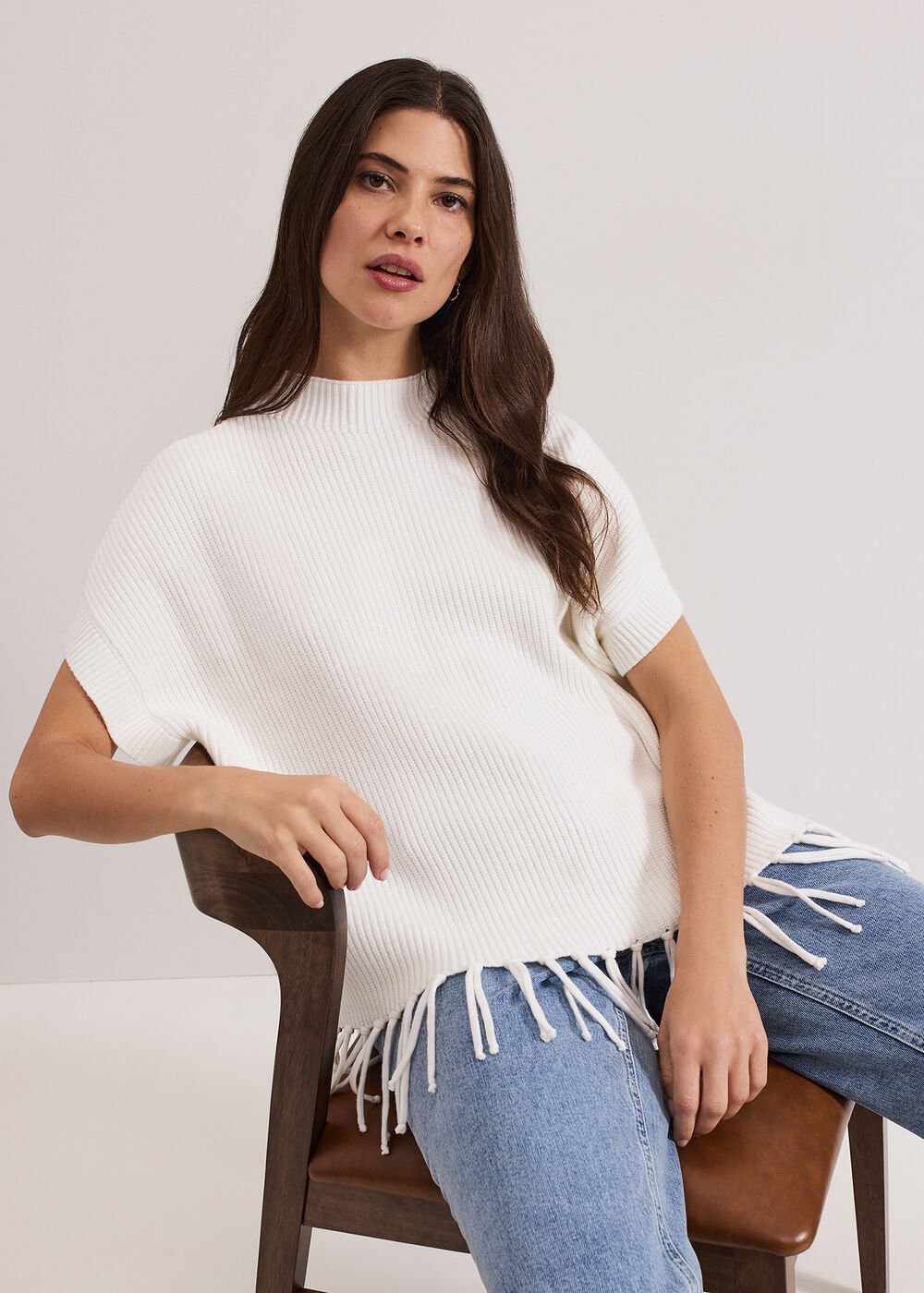 Myleene Fringe Knit Ivory